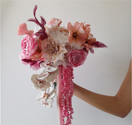 Ramo de novia color rosa y coral
